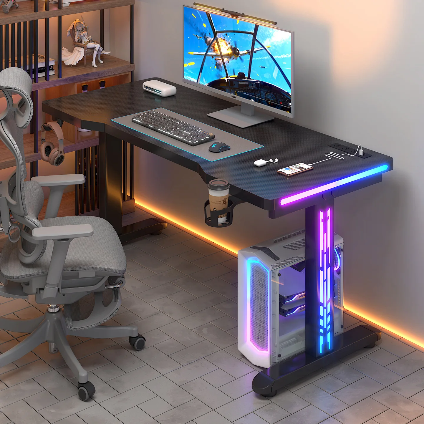 Gaming table desktop simple thickened computer desk desk home desk office with ambient light small apartment