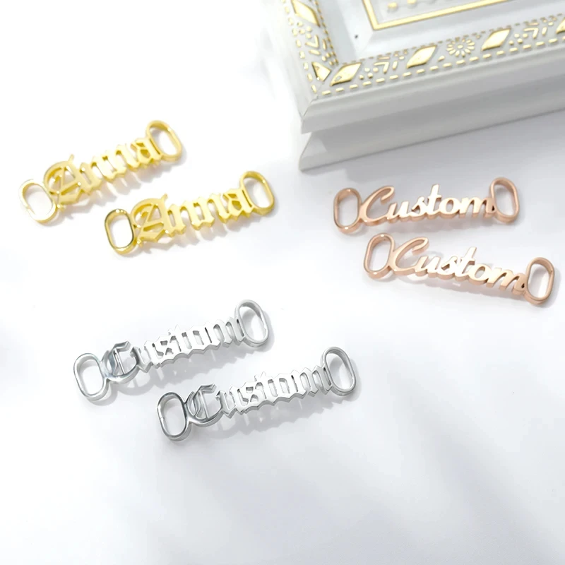 Custom Name Shoe Buckle For Men Women 1 Pair Gold Color Stainless Steel Personalized Name Shoe Buckles Fashion Jewelry Gift New