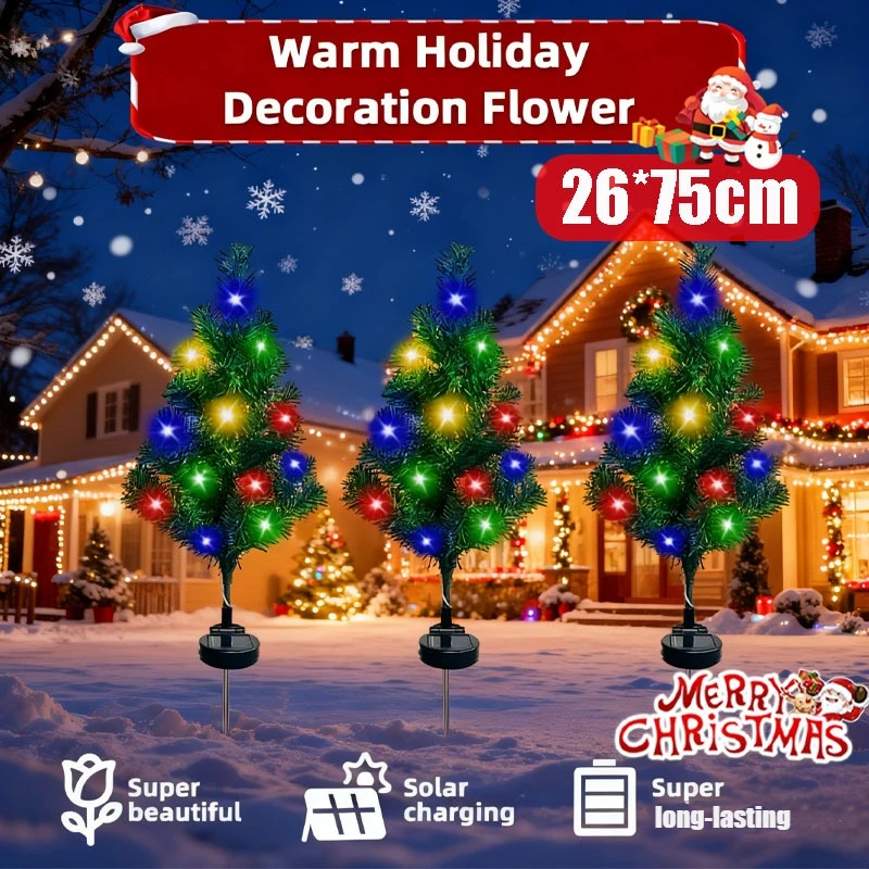 

Новый красочный светильник для рождественской елки на солнечной энергии, водонепроницаемые светодиодные фонари для сада/лужайки, рождественские украшения