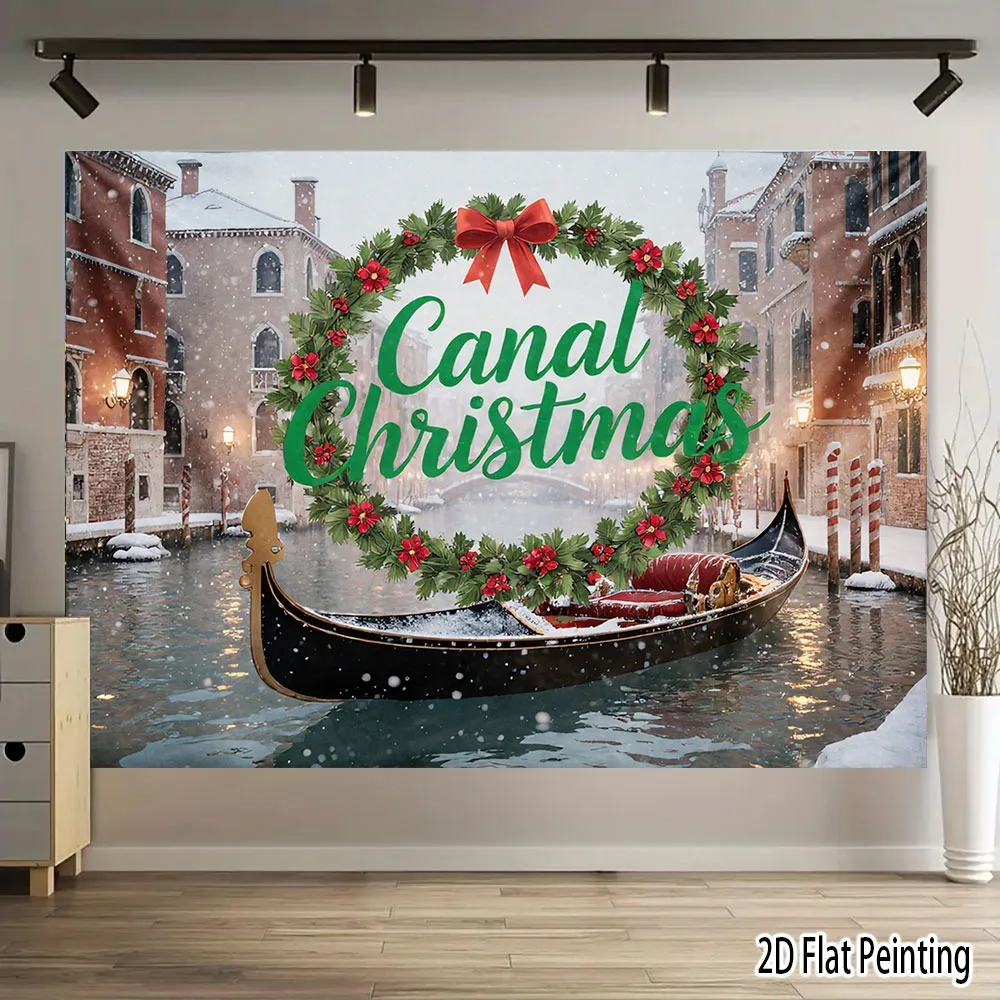 Xueyun Venetian Canal: Dreamy Hanging Cloth Decorated with Christmas Wreaths Background cloth