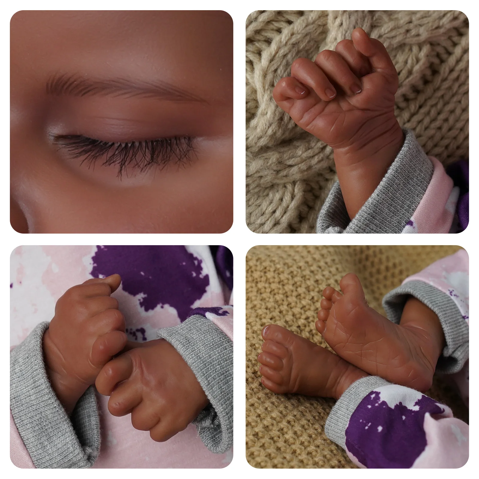 Muñecas realistas para bebés recién nacidos, color negro, cuerpo y rizos suaves para bebés de 17 pulgadas, muñeca realista para recién nacidos con caja de regalo para niños mayores de 3 años