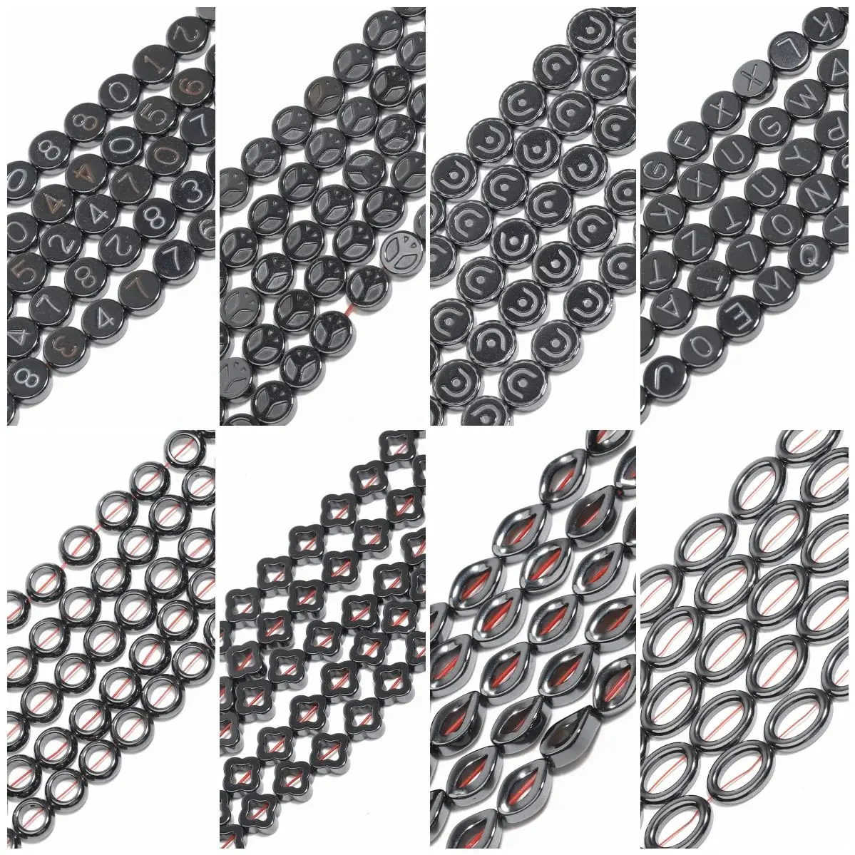11 Styles Natural Black Hematite Beads Charms Oval Frame Round Irregular Loose Bead For Jewelry Making Diy Bracelet Accessories
