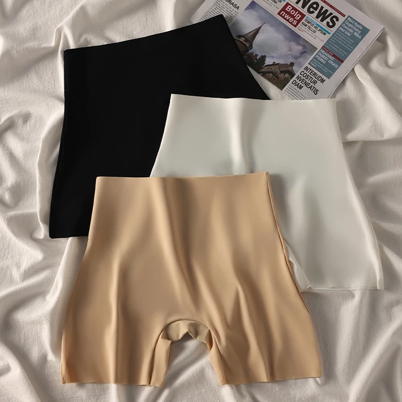 3Pcs Women Safety Shorts Pants High Waist Panties Seamless Silk Girls Emptied Boyshorts Body Shaper Slimming Female Underwear