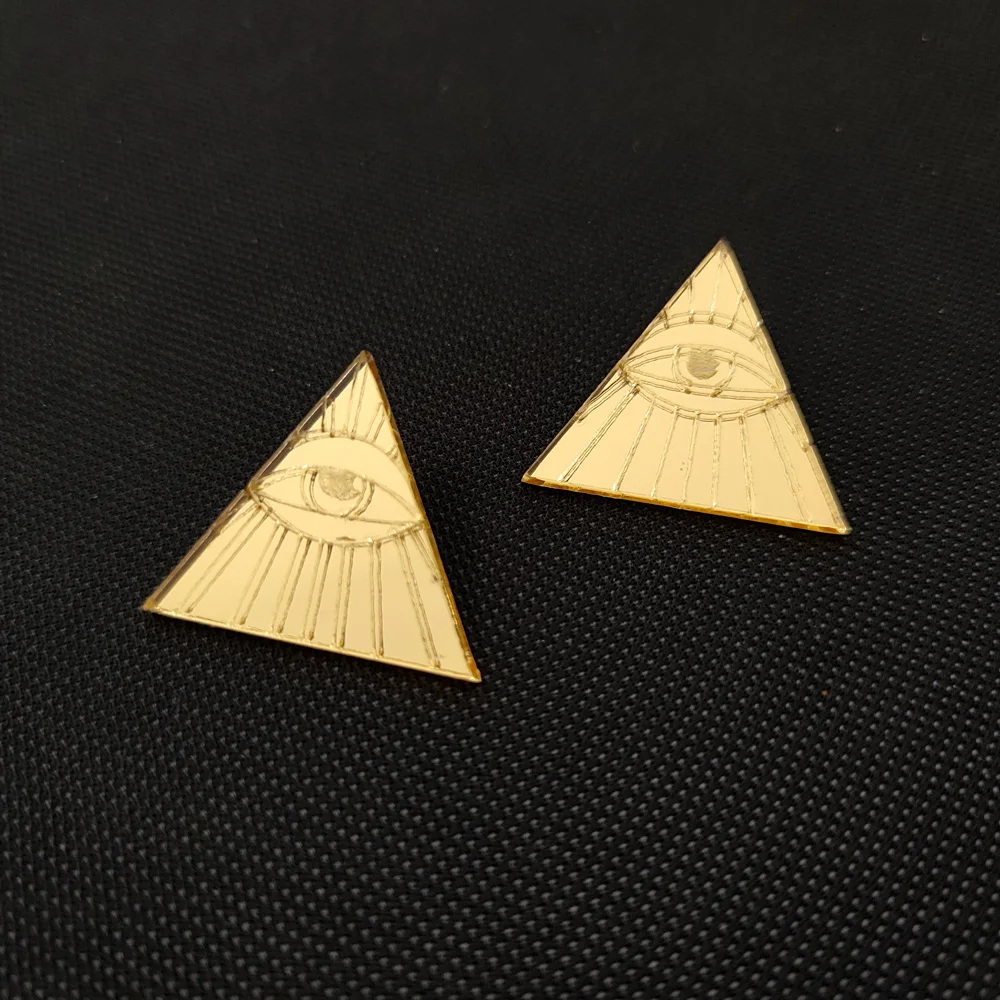 KUGUYS Acrylic Gold Color Mirror Large Big Stud Earrings for Women Trendy Jewelry Triangle Eyes Accessories