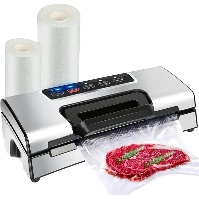 Precision Vacuum Machine Pro Food Sealer, cortador embutido, armazenamento de sacos, opções automáticas e manuais, 2 modos