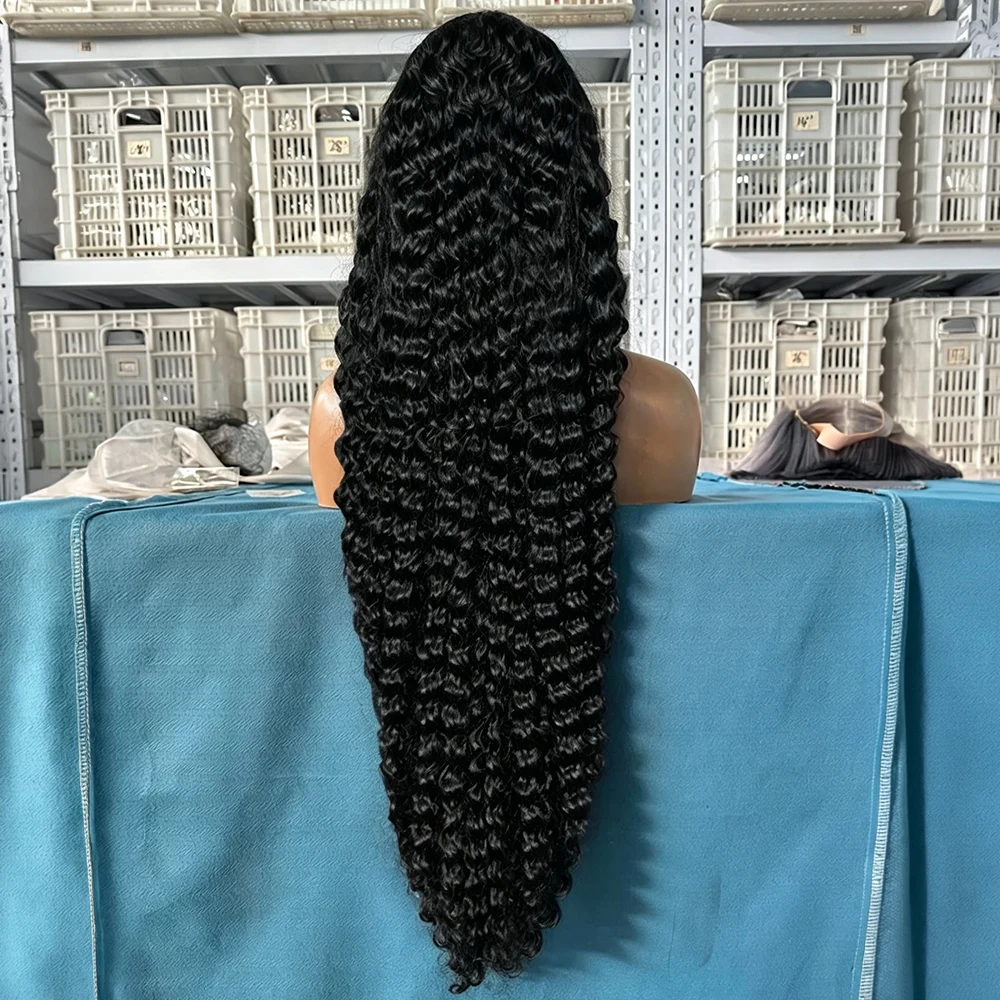 250 Dichte 7x5 Deep Wave Glueless Perücke aus Echthaar, sofort tragbar, 40 Zoll HD Wasserwellen 4x4 Lace Closure Perücken für Frauen, 100% Echthaar, unbehandelt, gebleichte Knoten, vorgezupft,
