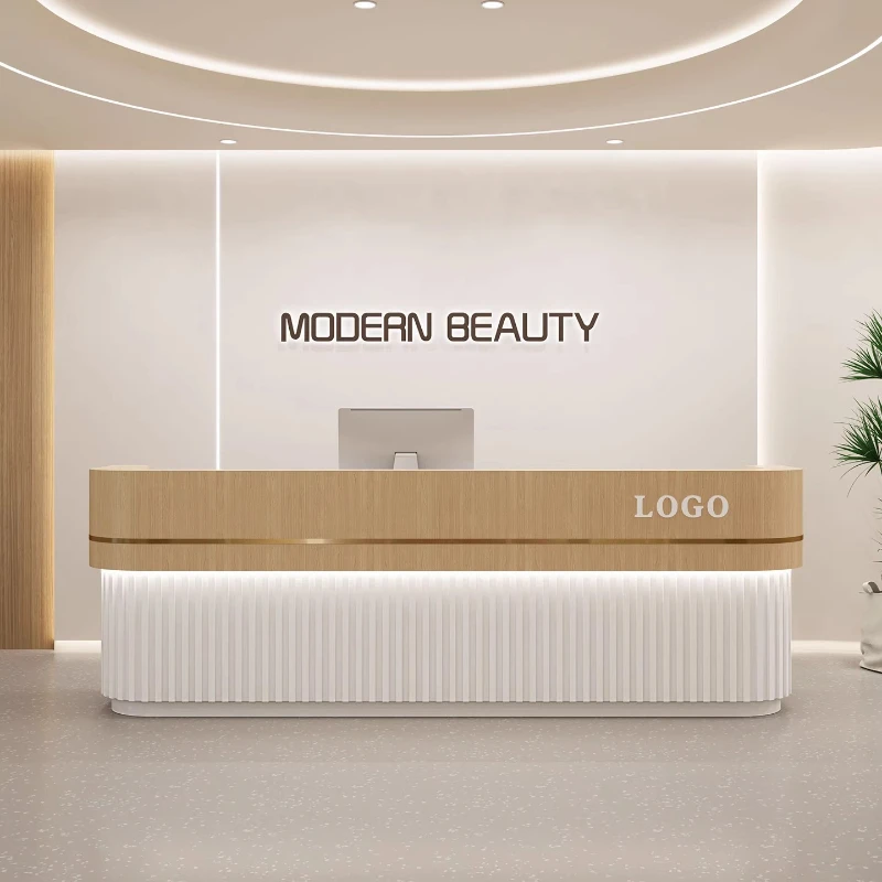 

Современный роскошный кассир, белая красота, стойка регистрации, длинный дизайн, минималистичные органайзеры, модная мебель Mostrador