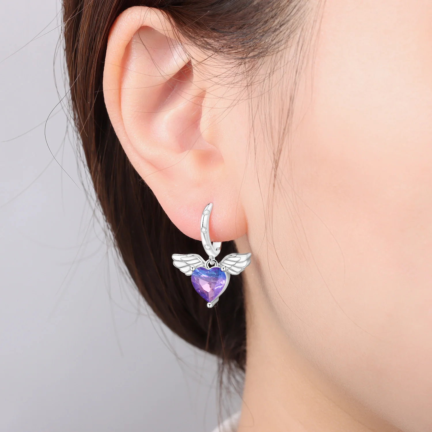 Original-Ohrring aus 925er-Sterlingsilber, wunderschöner, verträumter lila Ohrring für Frauen, Valentinstag, Party, Geburtstag, Geschenk, Trendschmuck – Detail 25