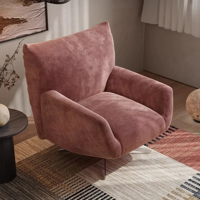 Sofa Designer High-end Chenille Fabric Rotating Backrest Leisure Chair Solid Wood