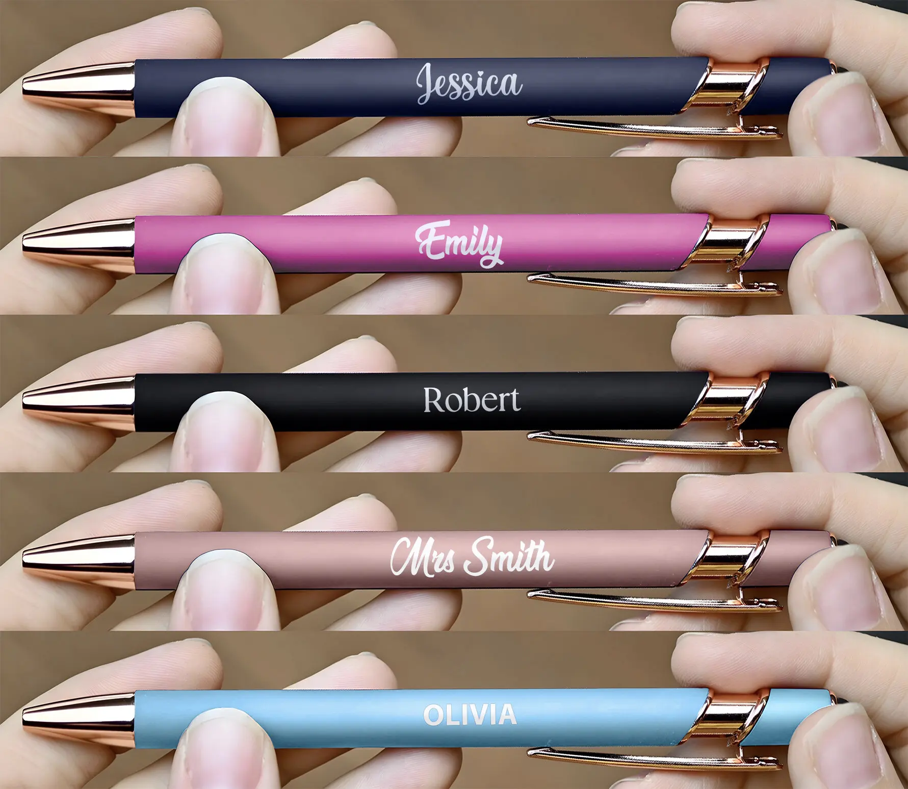 

10 PCS Personalised Luxurious Soft Touch Rose Gold Pen,Gift Fancy Custom Pen for Women,Best Friend Christma Gift,Present for Her