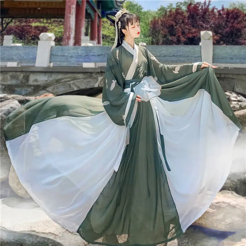 Traditional Women Embroidery Hanfu Dress Ancient Chinese Style Stage Costume Beautiful Dance Hanfu Originale Princess Outfits