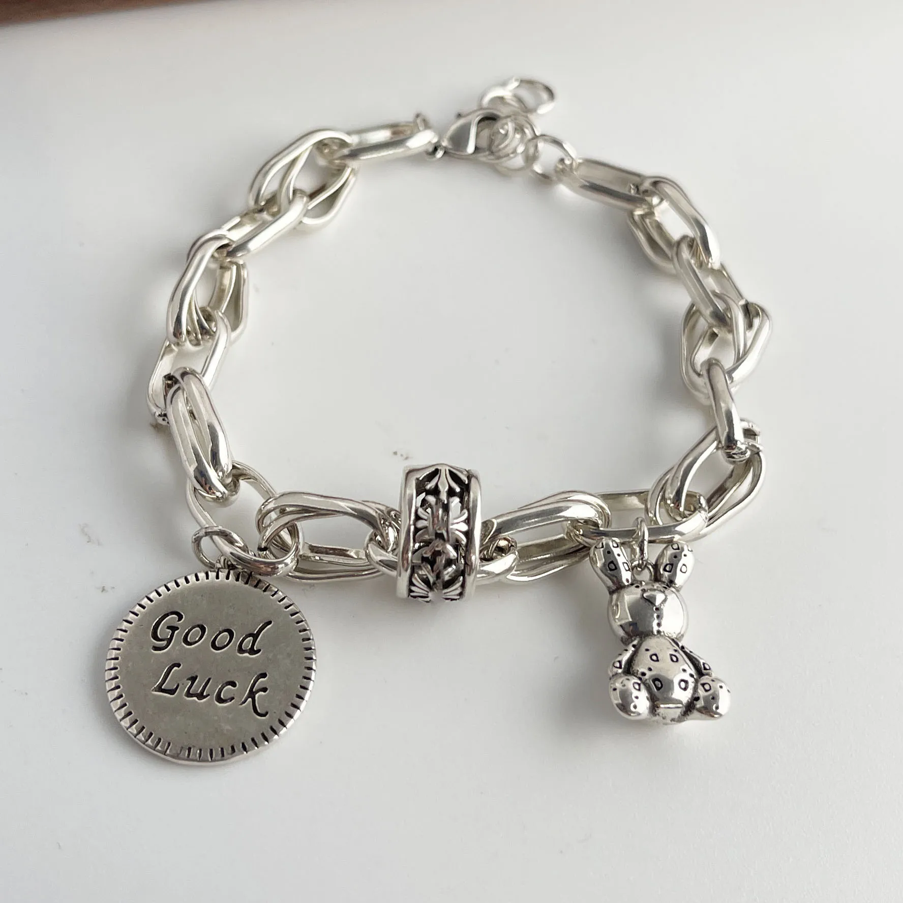 925 فضة أساور للنساء الرجال سلسلة اكسسوارات الاتجاه خمر أرنب قلادة مجوهرات الحفلات هدية