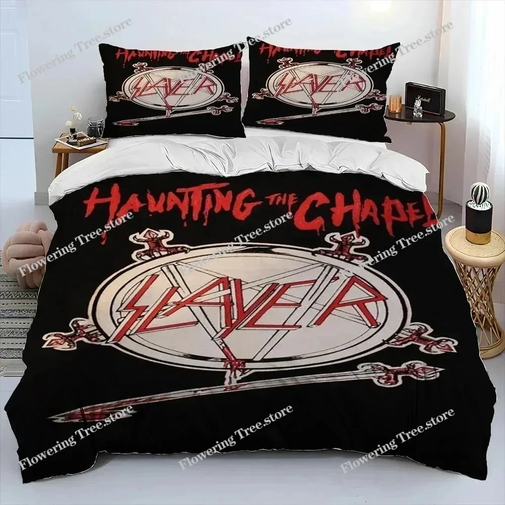 Slayer Heavy Metal Band Music Comforter Bedding Set,Duvet Cover Bed Set Quilt Cover Pillowcase,king Queen Size Bedding Set Kids