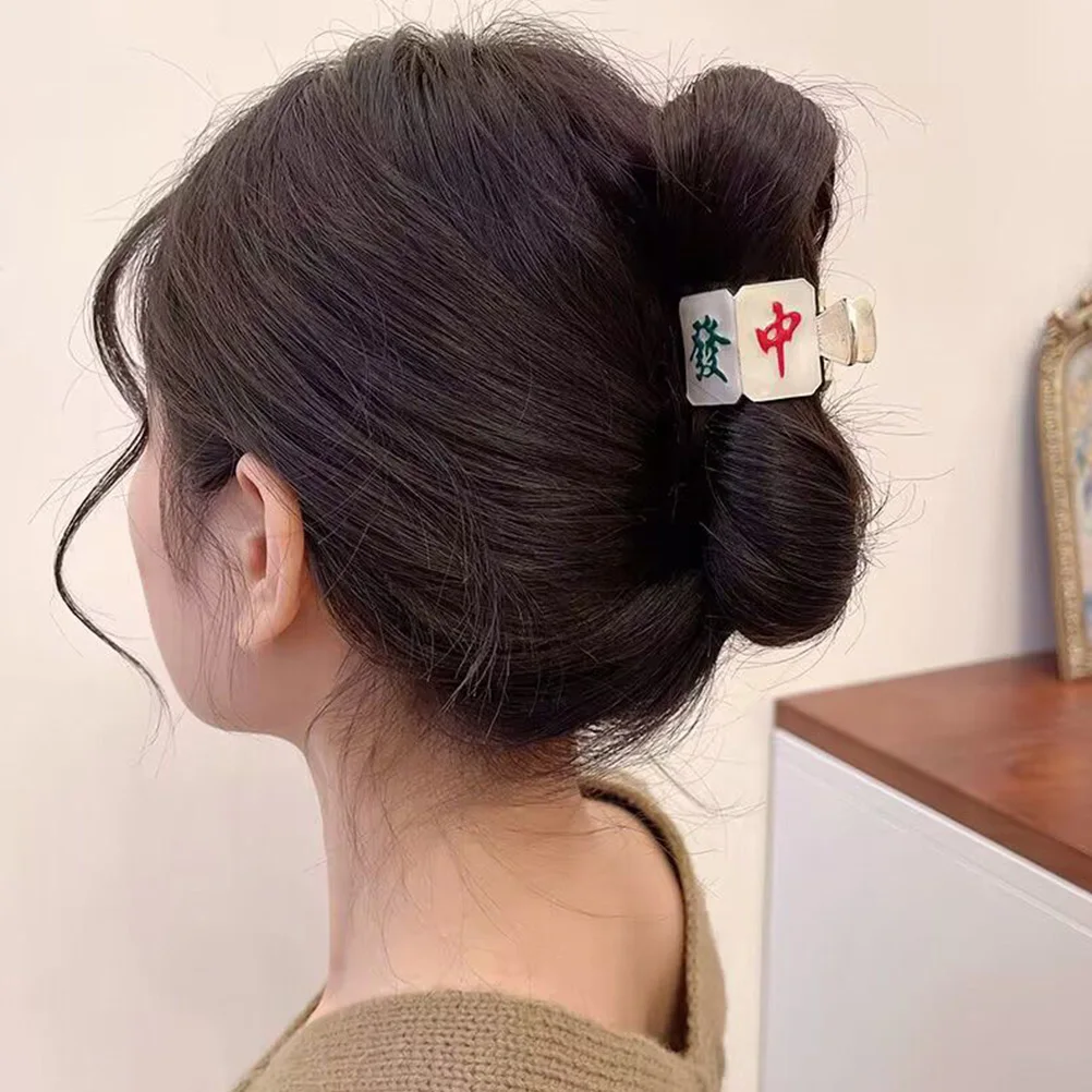 

Chinese Mahjong Small Hair Claw Clip Decorative Hairpin Party Carnival Festival Novelty Hair Clip Ornament Mahjong Hairpins