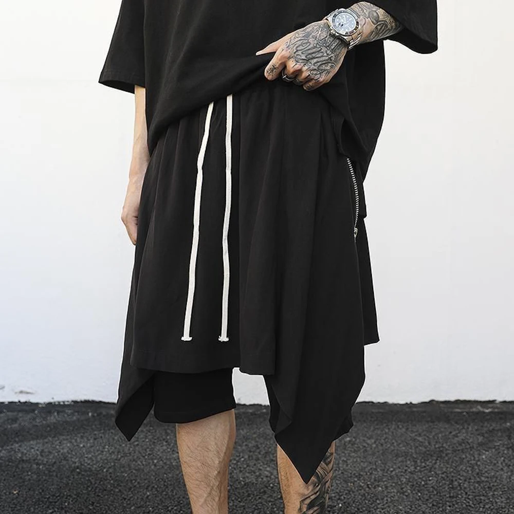 

XS-5XL Mens Double Layered Dark Designer Harem Shorts Streetwear Fashion Low Cut Sports Jogging Five Point Pants Men'S Clothing