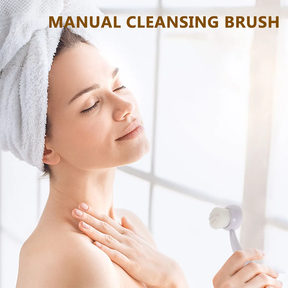 2 Stuks Facial Scrubber Borstel Handleiding Zachte Haren Lange Steel Gezicht Cleanser Diepe Reiniging Mee-eter Verwijderen Huid Exfoliërende Borstel