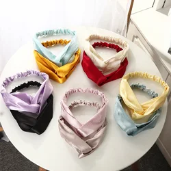 Satin Cross Top Knot Headband Elastic Hair Band Girls Women Bohemian Sweet Print Scrunchies Hairband Hair Accessories Fashion