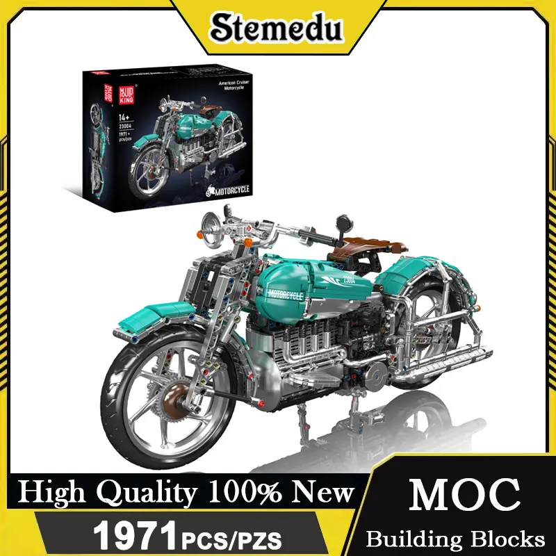 MOULD KING 1971PCS American Cruiser Motorcycle Simulation Technical Building Blocks Kit Vehicle Model Assembly Toy Xmas Gift