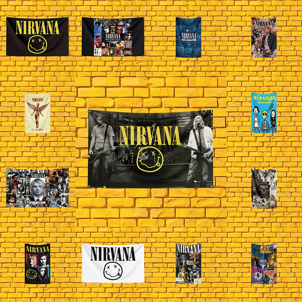 Nirvana Tribute Music Flag 3x5 FT Polyester Decorative Banner For Home Bar Music Room Gift