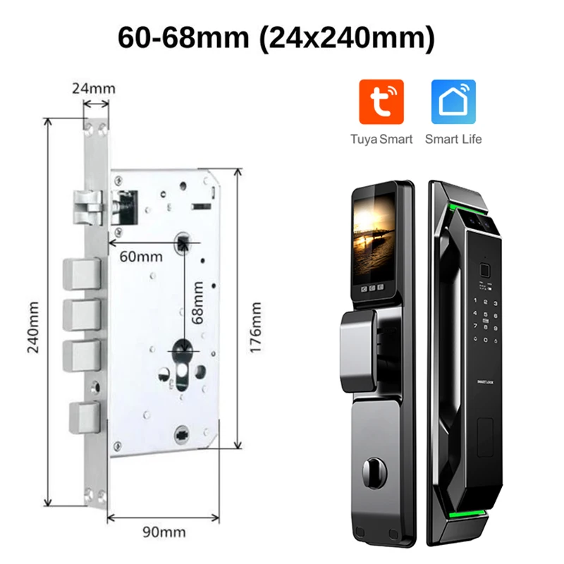 Tuya WiFi Camera Smart Lock 3D Face Recognition Digital Fingerprint Electronic Tuya Smart Door Lock APP/Key/Card