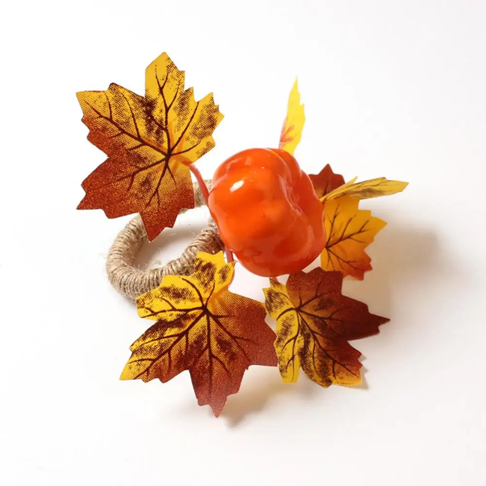 

Napkin Holders Thanksgiving Napkin Rings Thanksgiving Harvest Pumpkin Maple Leaves Napkin Rings Realistic Fall Dining for A