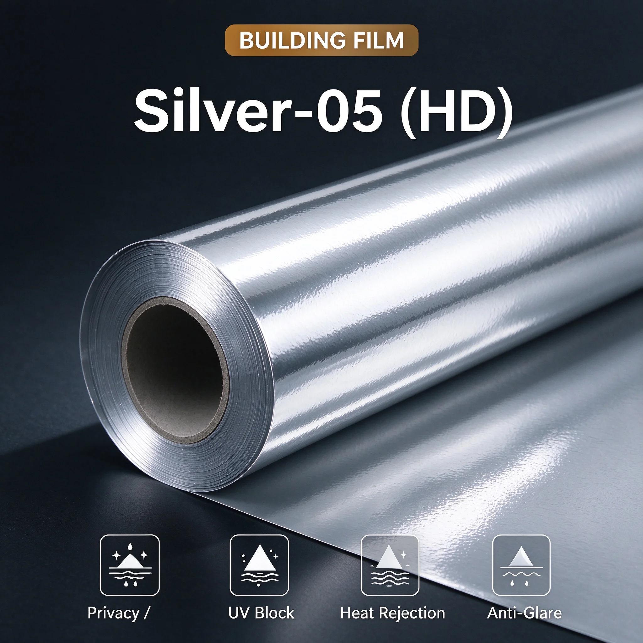 HD PET Silver 05 One Way Vision Glass Film Roll UV Block Heat Insulating Privacy Window Tint Easy DIY Installation Home Office C
