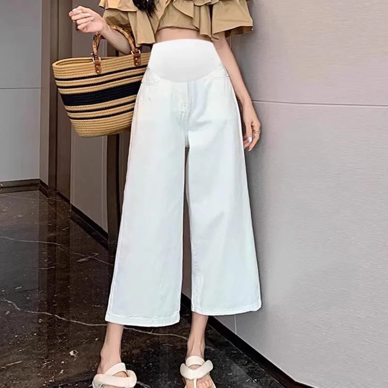 Maternity Wide-leg Jeans Summer Thin Outer Wear Early Pregnancy Wide Leg Jeans Summer Large Size Base Pants