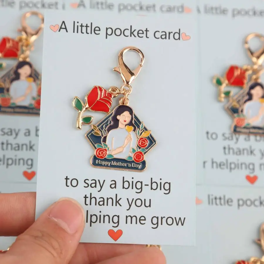 1/5/10/20/50/100pcs 2D Flat - s 2D Mother'S Day Series Keychain Set with a Small Pocket Hug Card. Positive Support Gift, Holiday