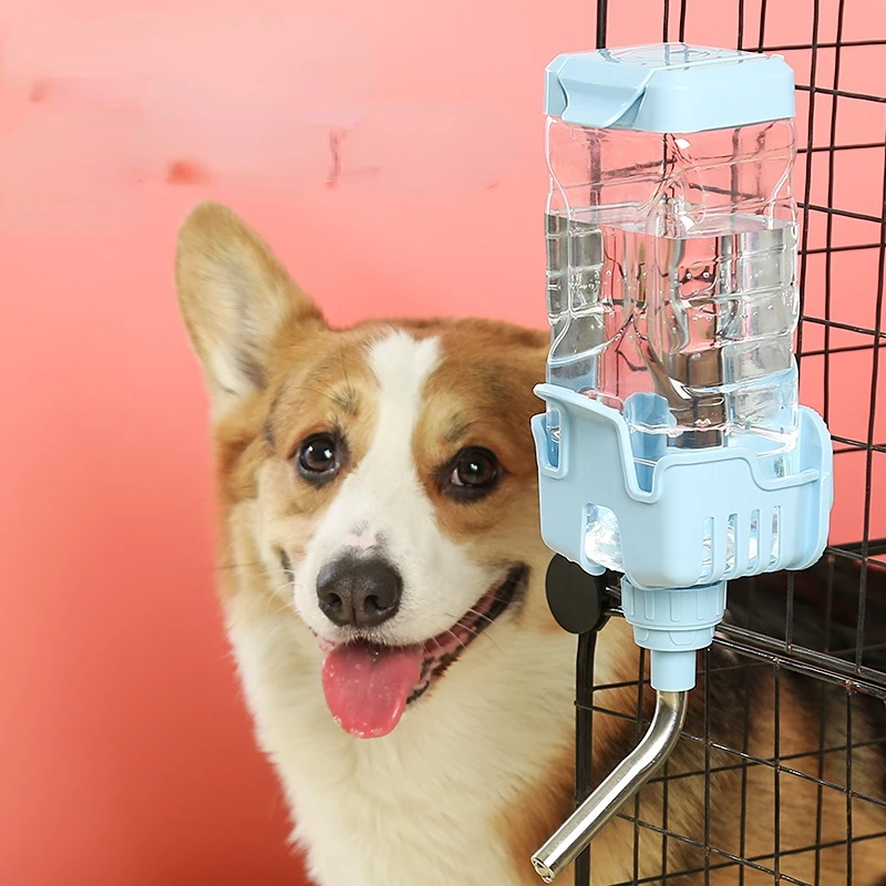 

Dog Drinking Water Apparatus Hanging Pet Automatic Water Feeding Dog Cage Hanging Kettle Cat Water Fountain Dog Mouth Wet-Proof