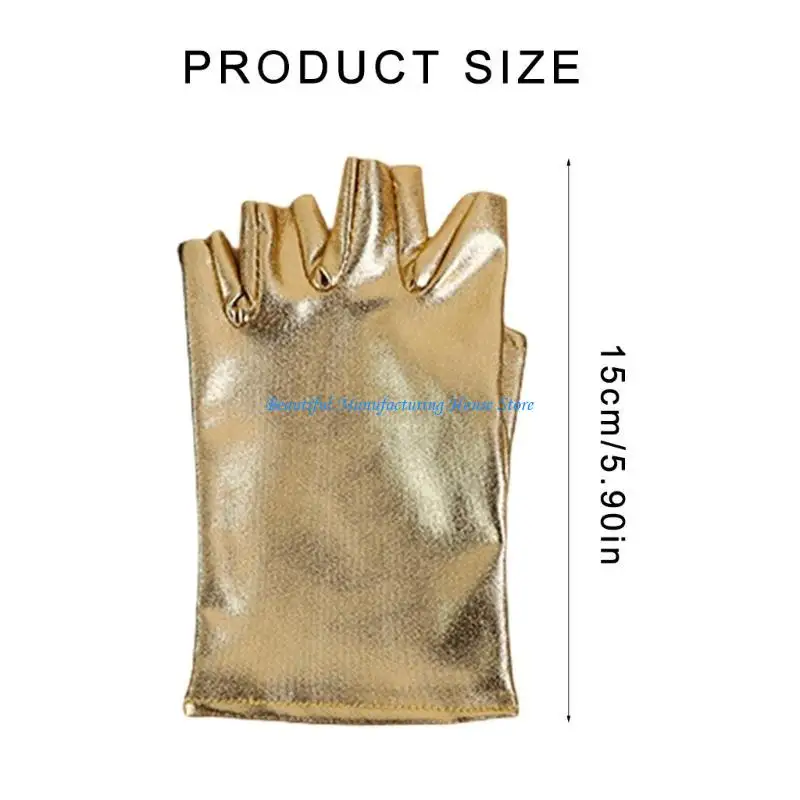 E56A 2 الكثير أنيق نصف اصبع قفازات أنيقة المرأة قفازات جلدية تأثيري القفازات #6