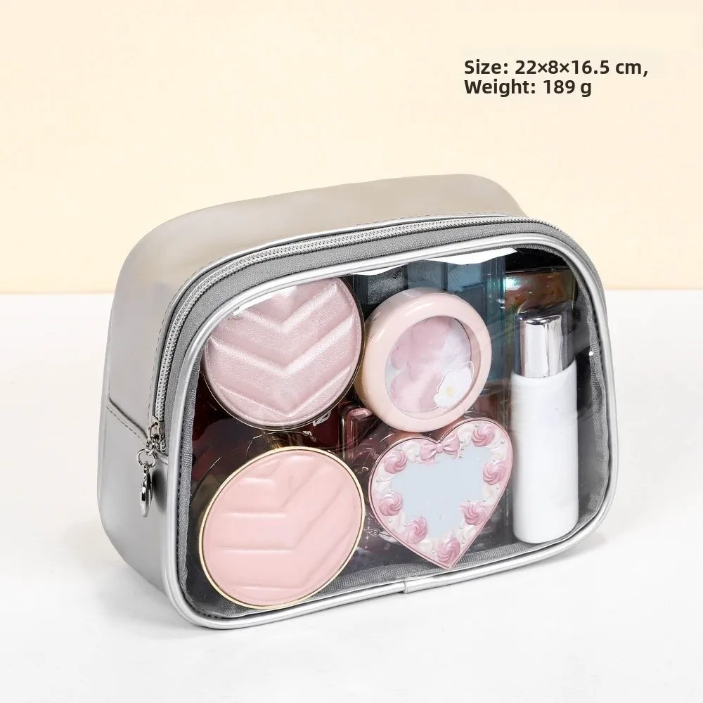 

Large Capacity Storage Toiletry Bag PU Waterproof Make Up Bag Multifunctional PVC Clear Window Makeup Storage Bag