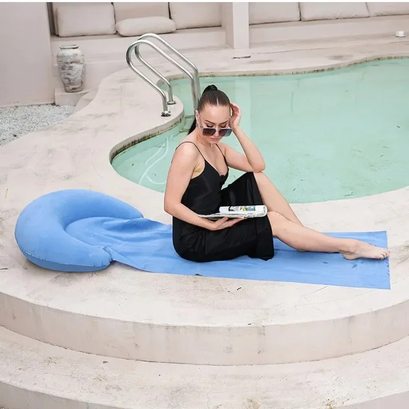 

Толстый надувной пляжный коврик - портативный складной спальный коврик для кемпинга, пешего туризма, путешествий, использования на открытом воздухе, одиночный надувной матрас