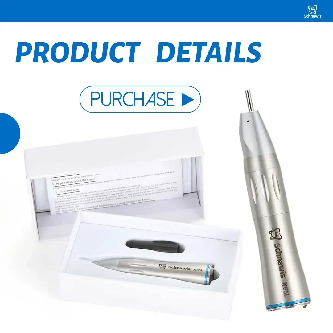 X65L Dentistry Straight Handpiece 1:1Blue Ring Straight Inner Water Handpiece with Optic Fiber Using for Dental Implant Surgery