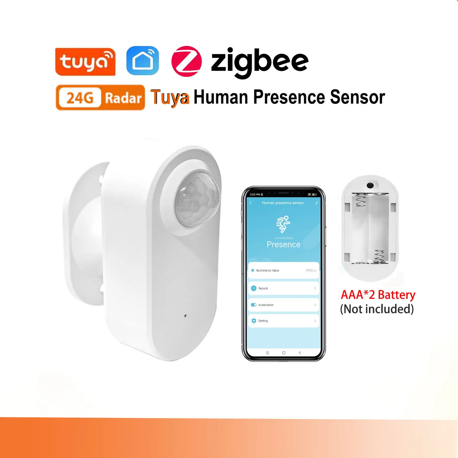 

Детектор присутствия человека Tuya Zigbee, обнаружение яркости/расстояния 24G, PIR-датчик движения, поддержка Zigbee 2mqtt Home Assistant