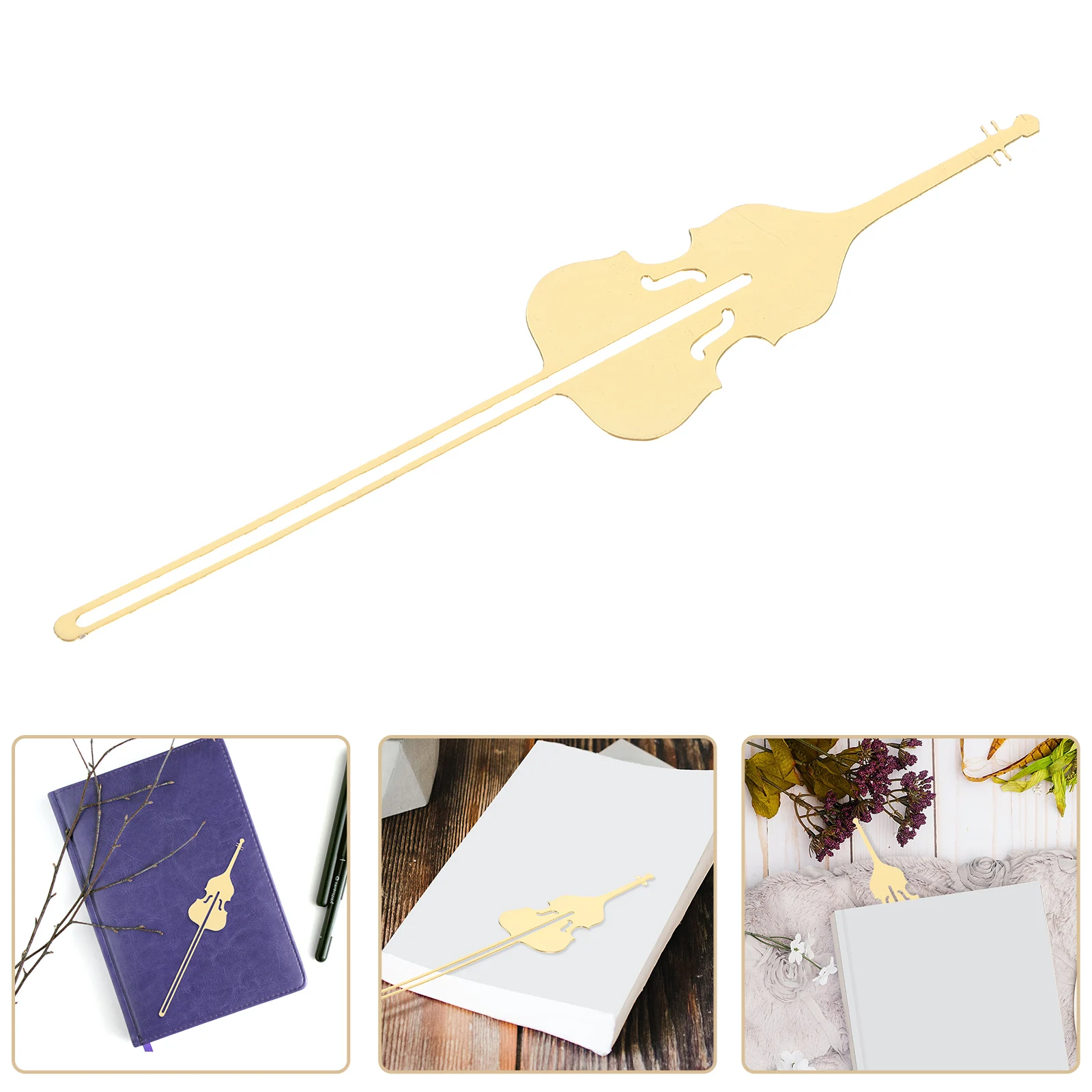 

Elegant Violin Bookmark Metal Hollow Design Smooth Finish Lightweight Portable Music Lover Gifts Student Supplies