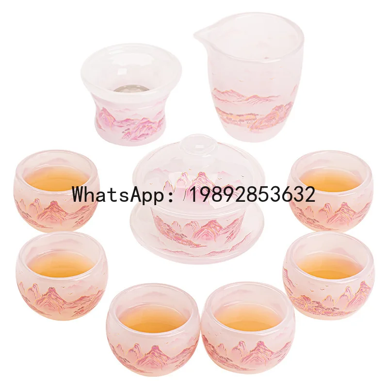 

PYJ New Product Creative Ice Seed Glazed Kung Fu Tea Set Thousand Miles of Picturesque Business Conference Gifts