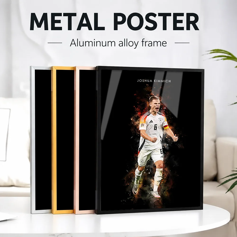 Joshua Kimmich Soccer Framed Aluminum Metal Poster Customized Photo Dynamic Athletic Style Wall Art For Fan Cave Champion Gift