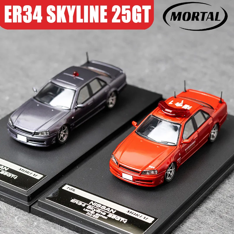 

Mortal 1/64 SKYLINE ER34 25GT Alloy Motor Vehicle Toy Die-casting Metal Model Collection Boy's Christmas Gifts