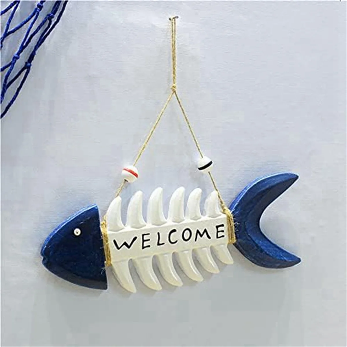 

Reliable Fish Bone Welcome Sign Fish Wall Decor Mediterranean Beach-Themed Welcome Sign Wooden Fish Skeleto