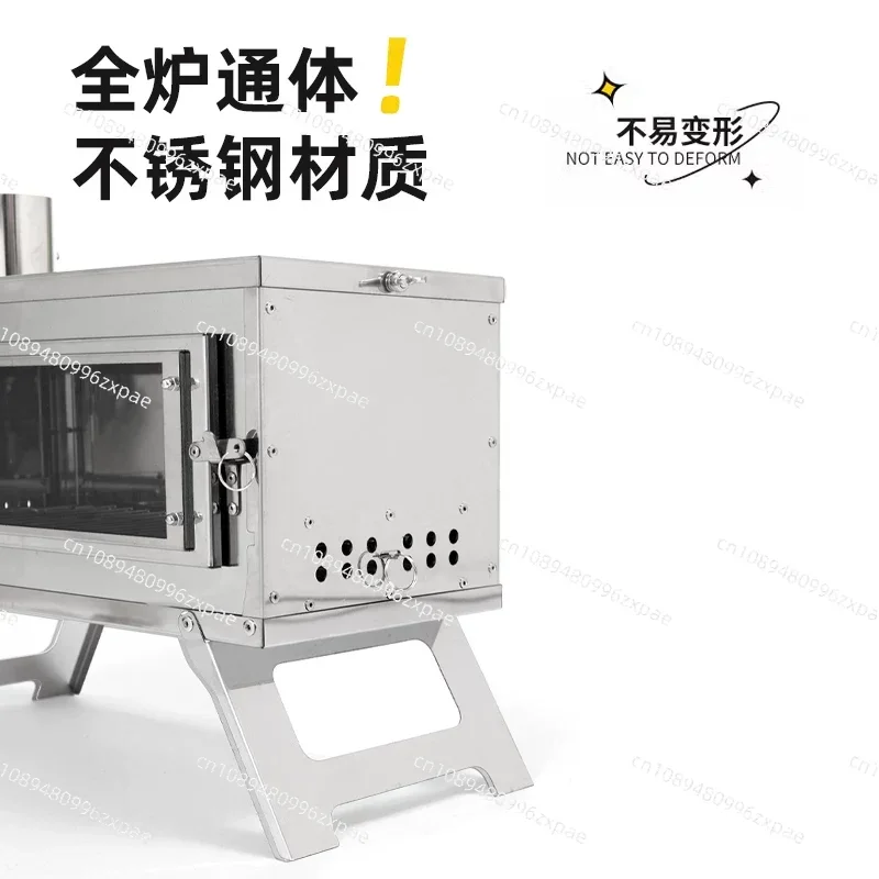 Portable Outdoor Camping Wood Stove Barbecue Stove Grill Camping Accessories with Detachable Chimney