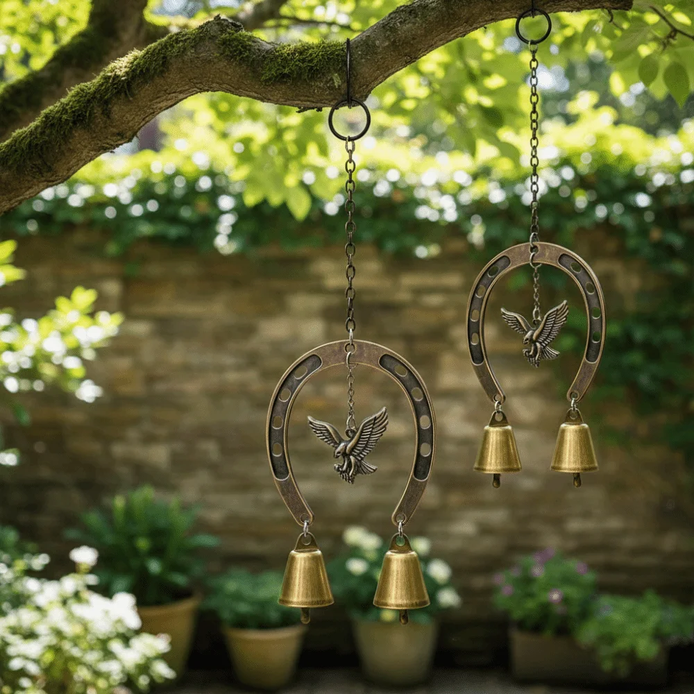 Horse-Shaped Retro Wind Chimes Creative Vintage Courtyard Hanging Ornament Soothing Audio Craft Outdoor Wind Chimes Backyard