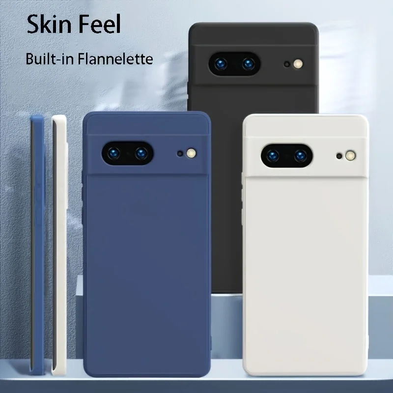 High Quality Candy Colored Shock-Absorbing Silicone Phone Case For Google Pixel 11 ProXL 6 7 8 9 10A With Built-In Velvet Fabric