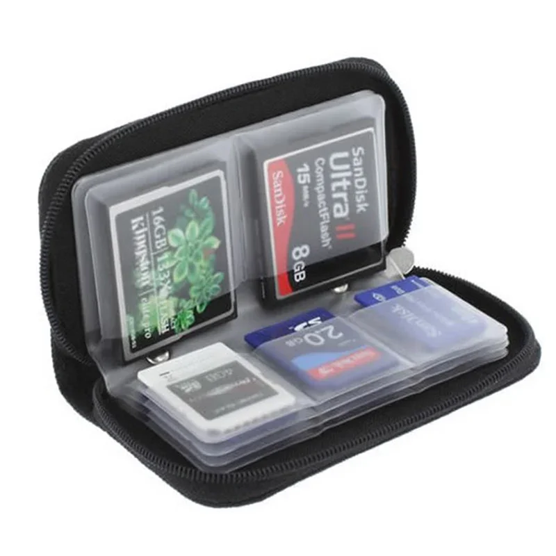 1pc 22 Slots Memory Card Storage Bag, Portable Card Holder Compatible with CF SD Mini SD SDHC MS DS, Outdoor Camera Card Pouch