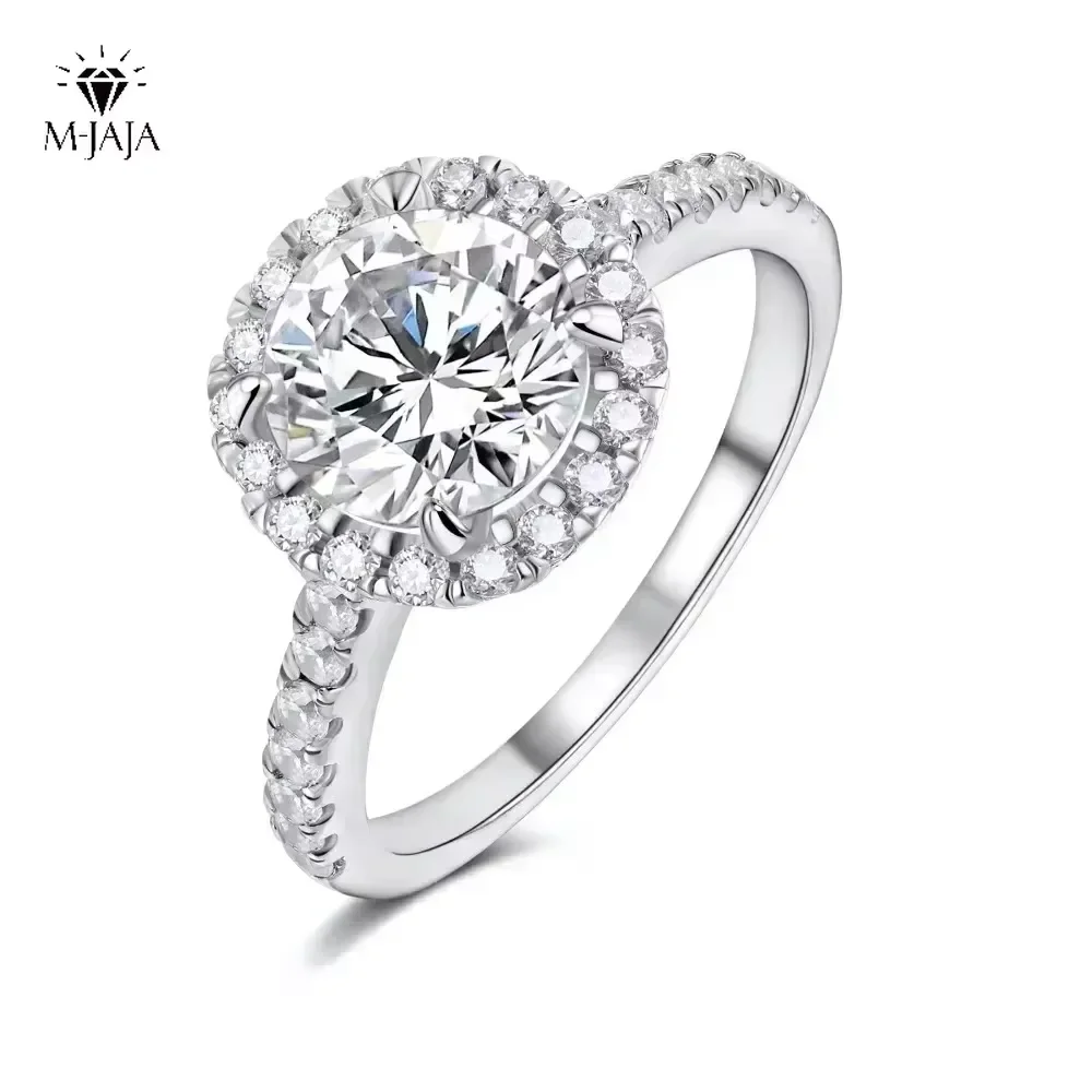 

M-JAJA Solitaire 1ct Halo Moissanite Engagement Ring for Women S925 Sterling Silver Diamond Wedding Band Bridal Luxury Jewelry