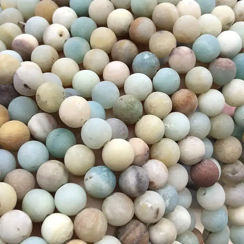 Natural Matted Frosted Amazonite Beads Strand 40cm Natural Stone Beads for Bracelets TSB0113