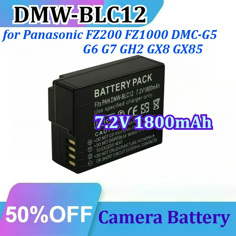 

DMW-BLC12 for Panasonic FZ200 FZ1000 DMC-G5 G6 G7 GH2 GX8 GX85 7.2V 1800mAh DMW-BLC12E Digital Camera Battery