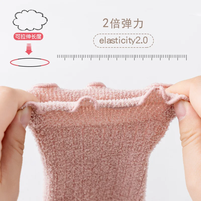 Autumn-Winter Thickened Coral Fleece Baby Long Socks with Elasticated Edges Unisex Baby Socks for Newborns
