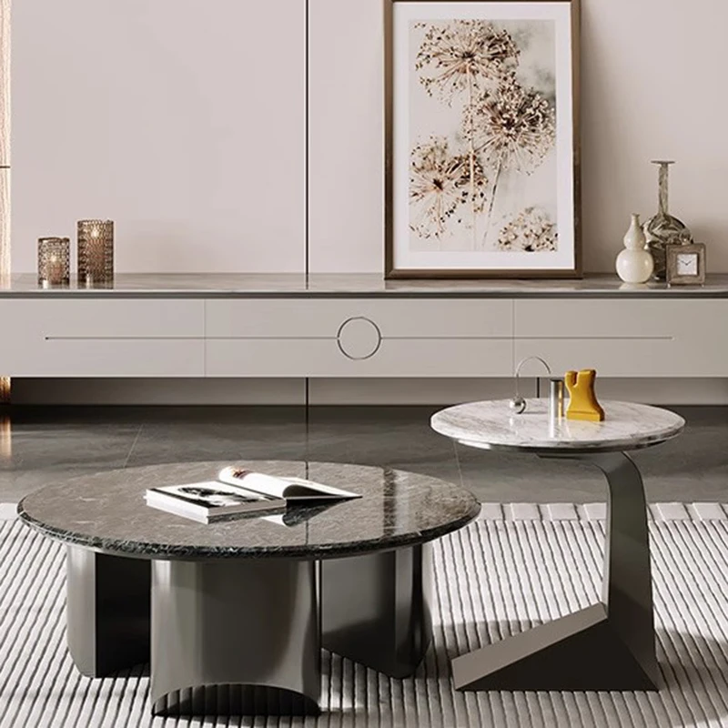 Black Round Coffee Table Irregular European Unique Lounge Creative Cheap Side Table Aesthetic Couchtisch Space Saving Furniture