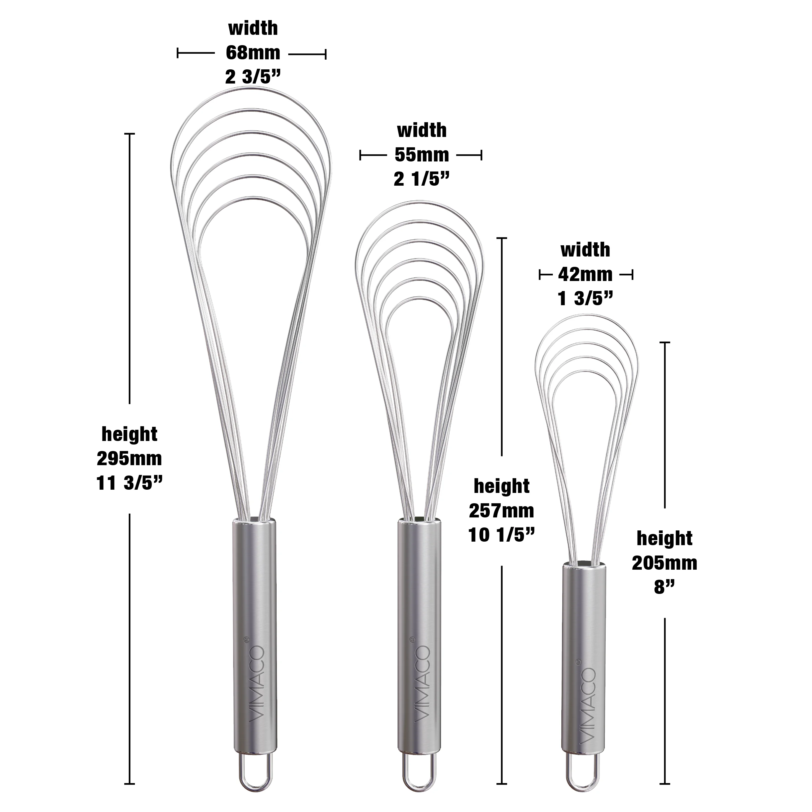 VIMACO® Flat Whisk Stainless Steel 8\