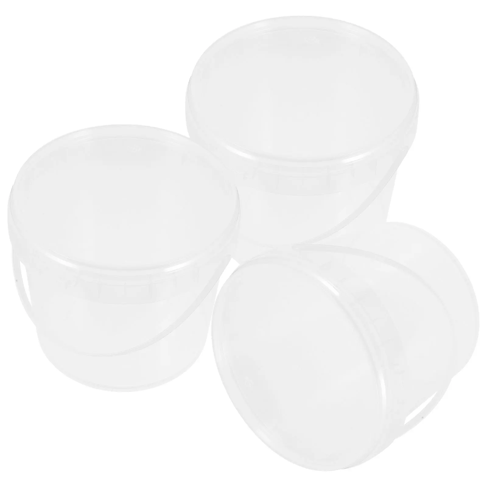 

3pcs Food Grade Ice Cream Containers Reusable Thicken Transparent Buckets Storage For Meal Prep Kitchen Plastic